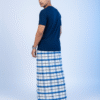 Men's Modern Lungi - Crisp Blue & White Checkered Design
