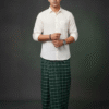 Men's Classic Plaid Lungi - Elegant Dark Green Design