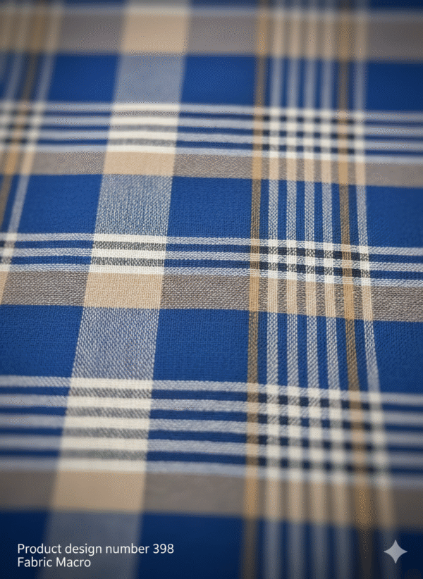Men's Stylish Lungi - Modern Tan & Blue Plaid Design