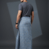 Men's Stylish Lungi - Modern Grey & Blue Plaid Design