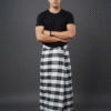 Men's Modern Lungi - High-Contrast Black & White Plaid Design