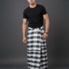 Men's Modern Lungi - High-Contrast Black & White Plaid Design