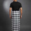 Men's Modern Lungi - High-Contrast Black & White Plaid Design