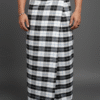 Men's Modern Lungi - High-Contrast Black & White Plaid Design