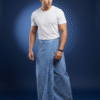 Men's Stylish Lungi - Classic Blue Gingham Check Design