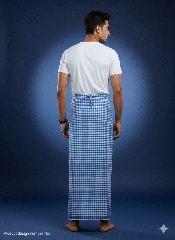 Men's Stylish Lungi - Classic Blue Gingham Check Design