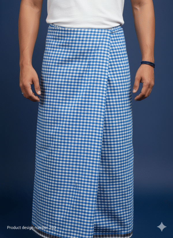 Men's Stylish Lungi - Classic Blue Gingham Check Design