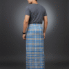 Generated Image October 01, 2025 - 4_00PM Men's Stylish Lungi - Modern Grey & Blue Plaid Design