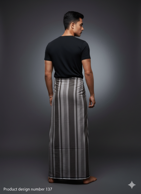 Generated Image October 01, 2025 - 4_14PM Men's Modern Lungi - Sleek Black & Grey Striped Design