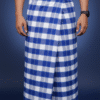 Men's Modern Lungi - Bold Blue & White Checkered Design