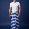 Men's Modern Lungi - Bold Blue & White Checkered Design