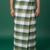 Men's Stylish Lungi - Classic Olive Green Plaid Design