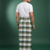 Men's Stylish Lungi - Classic Olive Green Plaid Design