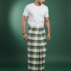 Men's Stylish Lungi - Classic Olive Green Plaid Design