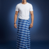 Generated Image October 05, 2025 - 11_56AM Men's Stylish Lungi - Two-Tone Blue Plaid Design