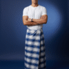 Men's Modern Lungi - Crisp Blue & White Checkered Design