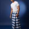 Men's Modern Lungi - Crisp Blue & White Checkered Design