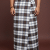 Men's Stylish Lungi - Classic Brown and White Plaid Design