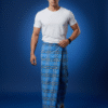 Men's Stylish Lungi - Modern Blue & Black Plaid Design