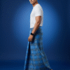Men's Stylish Lungi - Modern Blue & Black Plaid Design
