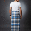 Men's Stylish Lungi - Modern Blue & Grey Plaid Design