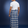 Men's Stylish Lungi - Modern Blue & Grey Plaid Design