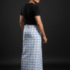 Men's Stylish Lungi - Crisp White & Light Blue Plaid Design