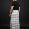Men's Stylish Lungi - Minimalist White & Grey Plaid Design