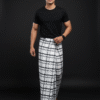 Men's Modern Lungi - Bold Black & White Checkered Design