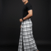 Men's Modern Lungi - Bold Black & White Checkered Design