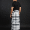Men's Modern Lungi - Bold Black & White Checkered Design
