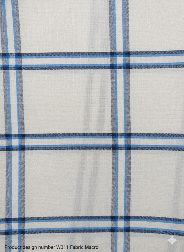 Men's Stylish Lungi - Crisp White & Blue Checkered Design