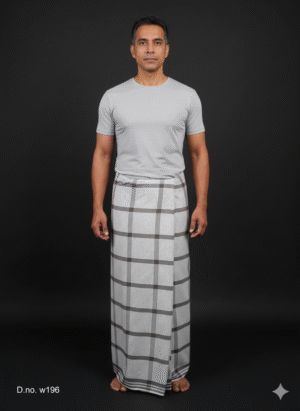 Men's Classic Plaid Lungi - Subtle Grey & Brown Check Design