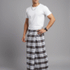 Men's Stylish Lungi - Classic Brown and White Plaid Design