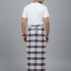 Men's Stylish Lungi - Classic Brown and White Plaid Design