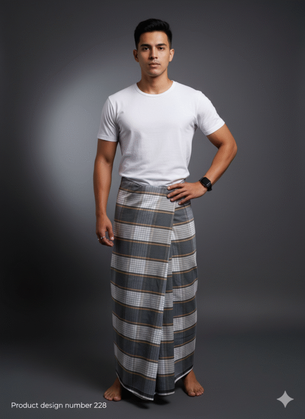 Generated Image September 28, 2025 - 8_46PM Men's Stylish Plaid Lungi - Sophisticated Grey and Brown Design