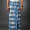 Men's Stylish Lungi - Modern Blue & Grey Plaid Design