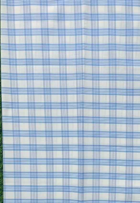 Men's Stylish Lungi - Crisp White & Light Blue Plaid Design