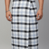 Men's Modern Lungi - Bold Black & White Checkered Design