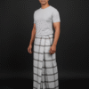 Men's Classic Plaid Lungi - Subtle Grey & Brown Check Design
