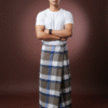 download (18) Men's Stylish Lungi - Earthy Brown & Blue Plaid Design