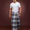 download (19) Men's Stylish Lungi - Earthy Brown & Blue Plaid Design