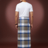 download (20) Men's Stylish Lungi - Earthy Brown & Blue Plaid Design