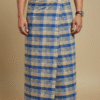 Men's Stylish Lungi - Modern Tan & Blue Plaid Design