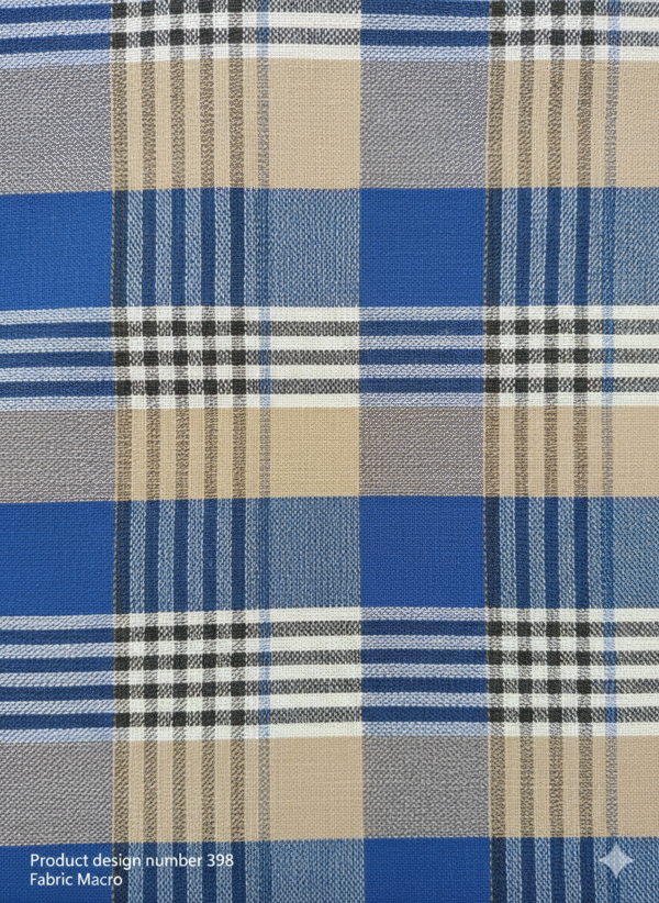 Men's Stylish Lungi - Modern Tan & Blue Plaid Design