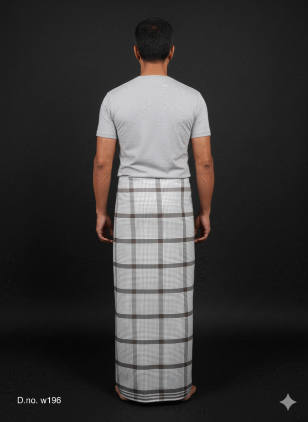 Men's Classic Plaid Lungi - Subtle Grey & Brown Check Design