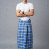 Men's Modern Lungi - Crisp Blue & Light Grey Checkered Design