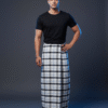 Men's Modern Lungi - Bold Black & White Checkered Design