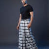 Men's Modern Lungi - Bold Black & White Checkered Design