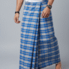 Men's Modern Lungi - Crisp Blue & Light Grey Checkered Design